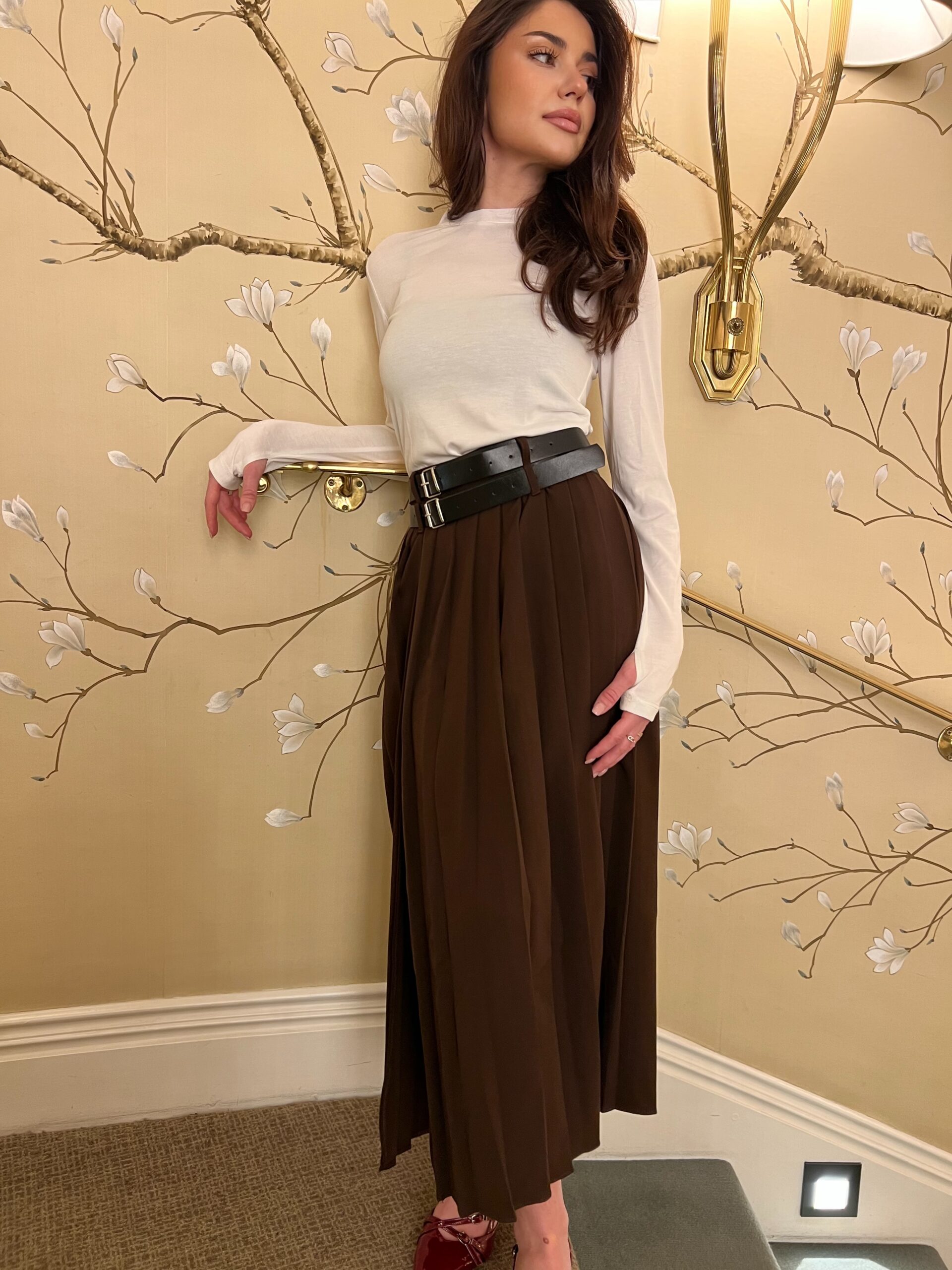 Cocoa pleated skirt