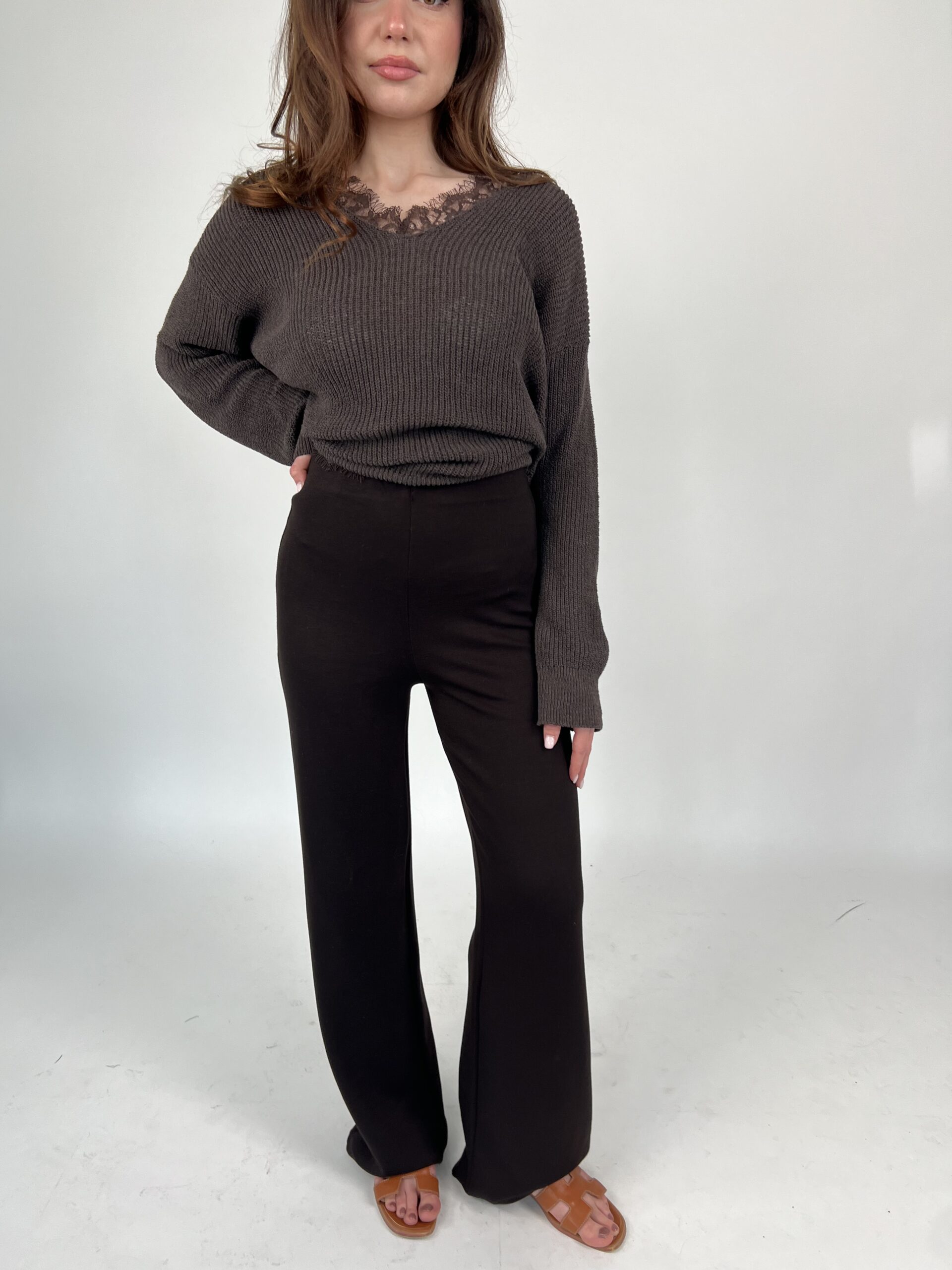 Brown jersey trousers